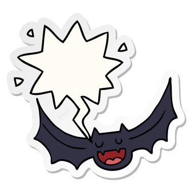 karikatür yarasa ve konuşma kabarcık etiket