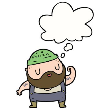 karikatür rıhtım işçi ve düşünce balonu