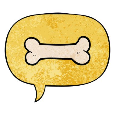 retro doku tarzında karikatür kemik ve konuşma balonu