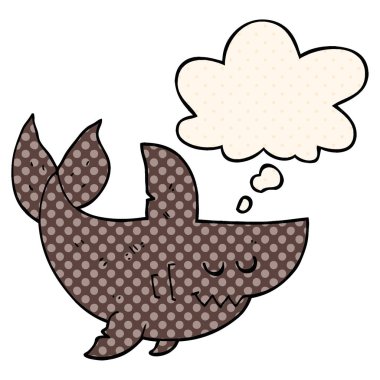 çizgi film köpekbalığı ve çizgi roman tarzında düşünce balonu