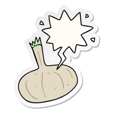 karikatür soğan ve konuşma kabarcık etiket