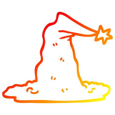 sıcak degrade çizgi çizim karikatür sihirbaz ıstıracık şapka