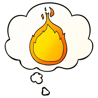 karikatür alevler ve pürüzsüz degrade tarzında düşünce balonu