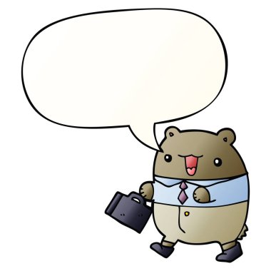 sevimli karikatür iş ayı ve konuşma balonu pürüzsüz degrade 