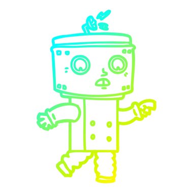 soğuk degrade çizgi çizim karikatür robot işaret