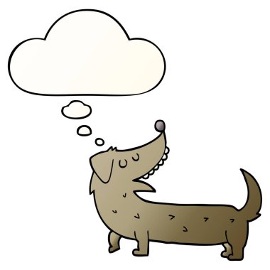 karikatür köpek ve pürüzsüz degrade tarzında kabarcık düşünce