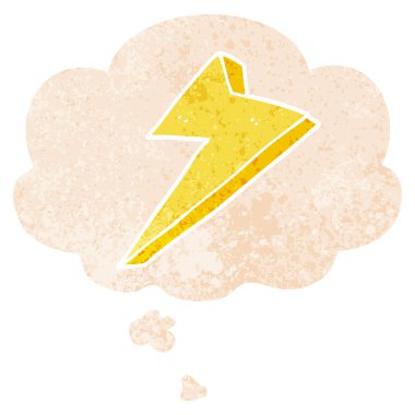 retro dokulu tarzıkarikatür yıldırım ve düşünce balonu