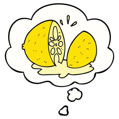 karikatür kesme limon ve düşünce balonu