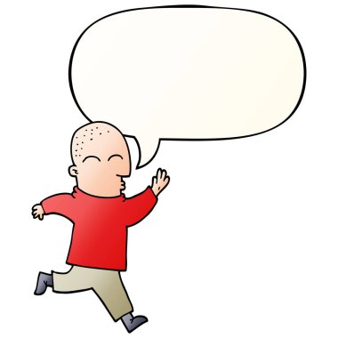 çizgi film adam düzgün degrade tarzında çalışan ve konuşma balonu