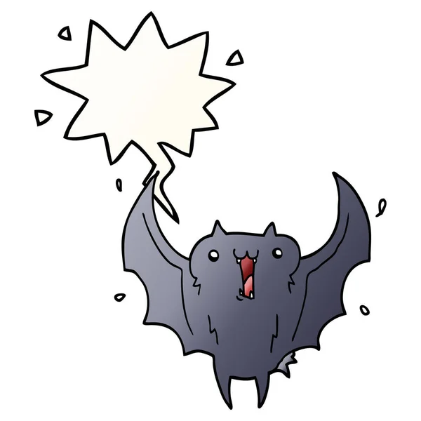 Tecknad Happy Vampire bat och pratbubbla i slät gradient s — Stock vektor