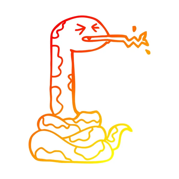 Linea gradiente caldo disegno cartone animato sibilante serpente — Vettoriale Stock