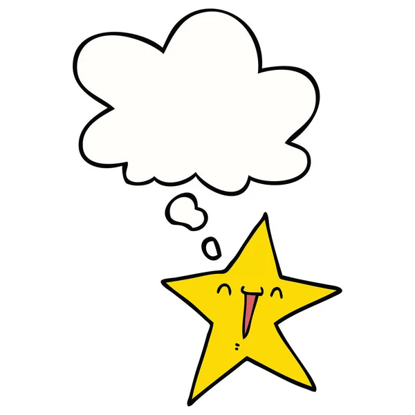 Mutlu karikatür yıldızı ve düşünce balonu — Stok Vektör