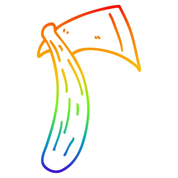 Rainbow Gradient Line Zeichnung Cartoon scharfe Axt — Stockvektor