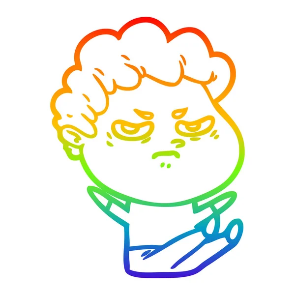 Linea gradiente arcobaleno disegno cartone animato uomo arrabbiato — Vettoriale Stock
