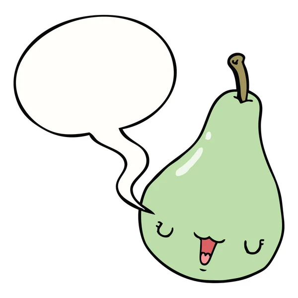 Καρτούν αχλάδι και φούσκα ομιλίας — Διανυσματικό Αρχείο