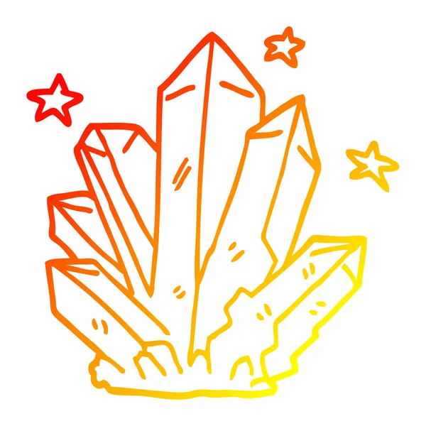 Sıcak degrade çizgi çizim karikatür sihirli kristal — Stok Vektör