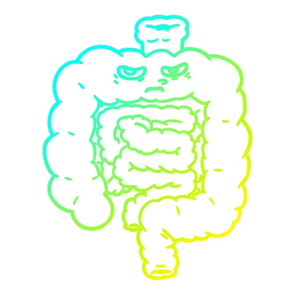 Linha gradiente frio desenho desenhos animados intestinos — Vetor de Stock