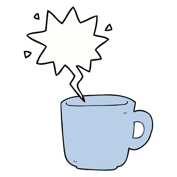 Taza de café de dibujos animados y burbuja del habla — Vector de stock