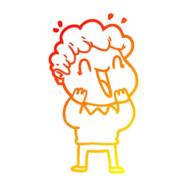 Linea gradiente caldo disegno cartone animato uomo felice — Vettoriale Stock