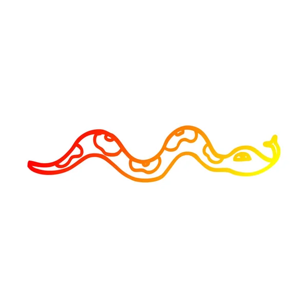 暖かいグラデーションライン描画漫画ヘビ — ストックベクタ