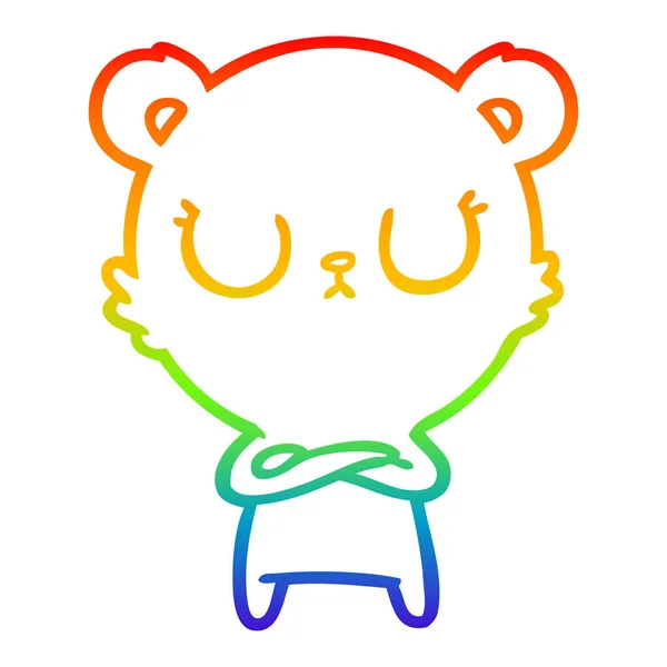 Regenboog gradiënt lijntekening vreedzame cartoon Bear Cub — Stockvector