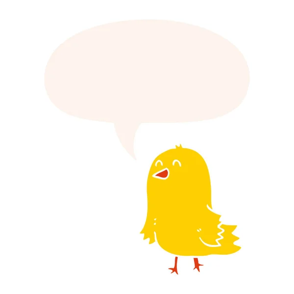 Dibujo animado pájaro y la burbuja del habla en estilo retro — Archivo Imágenes Vectoriales