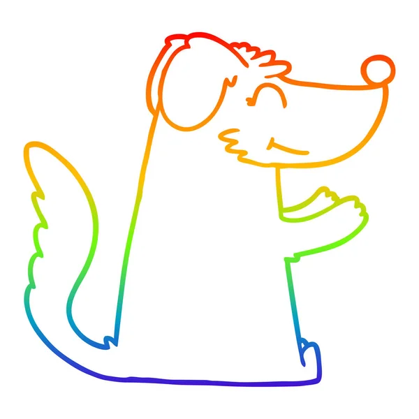 Arco iris gradiente línea dibujo feliz dibujos animados perro — Archivo Imágenes Vectoriales