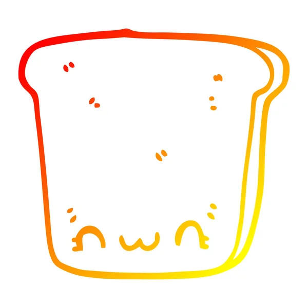 Warm gradient line drawing cartoon slice of bread — Stock Vector