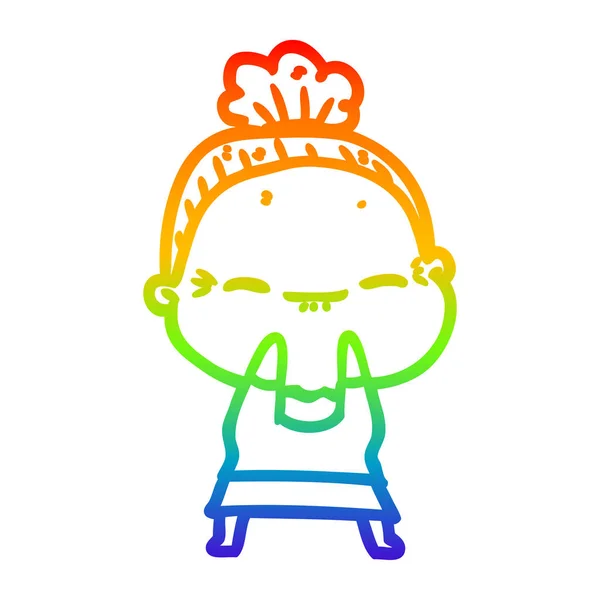 虹のグラデーションライン描画漫画平和な老婆 — ストックベクタ