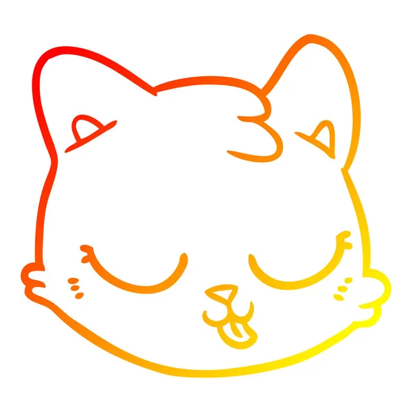 Línea de gradiente caliente dibujo dibujos animados gato cara — Vector de stock