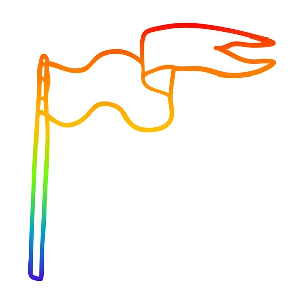 Rainbow gradient line drawing cartoon flag — Stock Vector