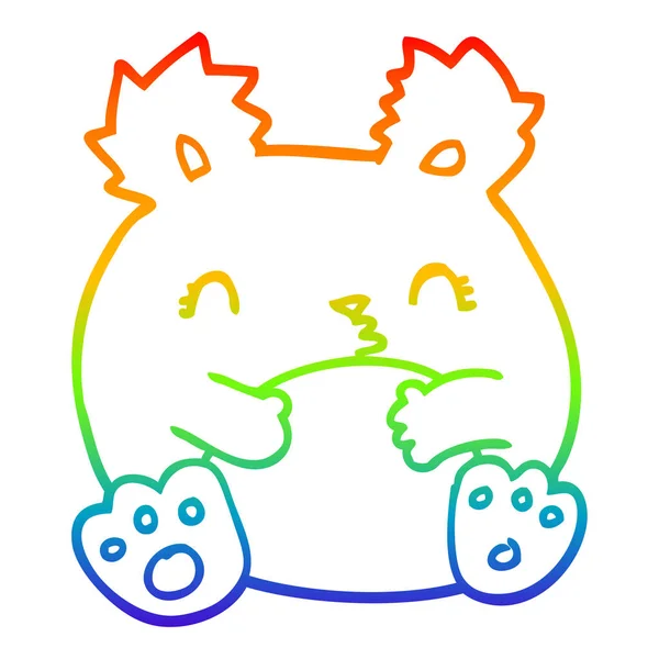 虹のグラデーションライン描画漫画クマ — ストックベクタ