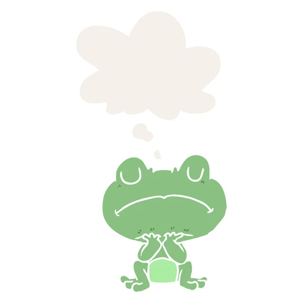 Kreskówka żaba i myśl bańka w stylu retro — Wektor stockowy