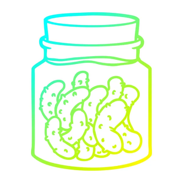 Cold gradient line drawing cartoon pickled gherkins — Stock Vector