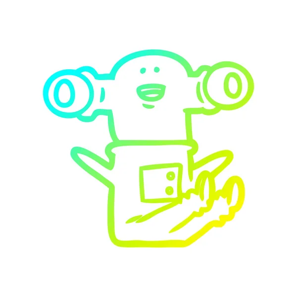 Froid dégradé ligne dessin sympathique dessin animé alien assis — Image vectorielle