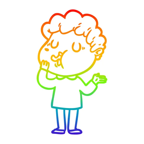 Arcobaleno gradiente linea disegno cartone animato uomo canto — Vettoriale Stock