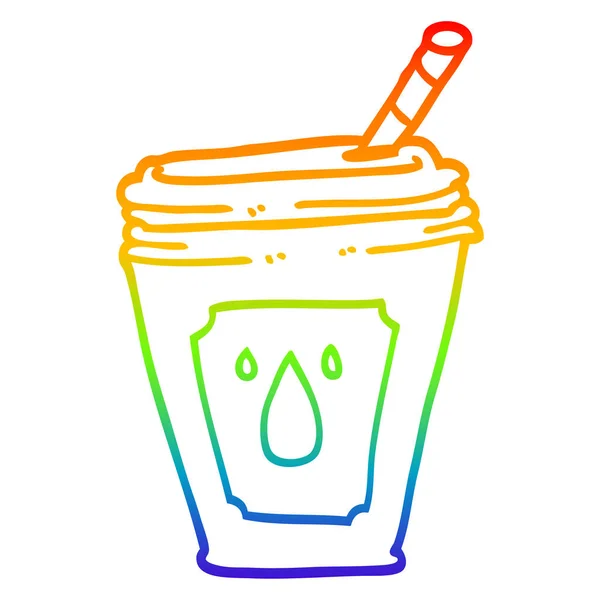 Regenbogengradienten Linie Zeichnung Karikatur Saftbar trinken — Stockvektor