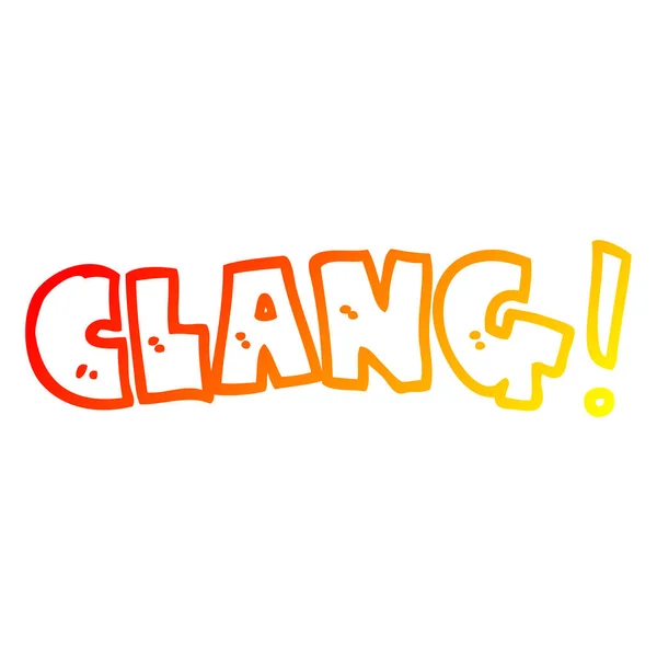 Warme kleurovergang lijntekening cartoon woord clang — Stockvector