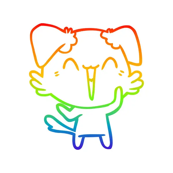 Arco iris gradiente línea dibujo feliz poco perro dibujos animados — Vector de stock