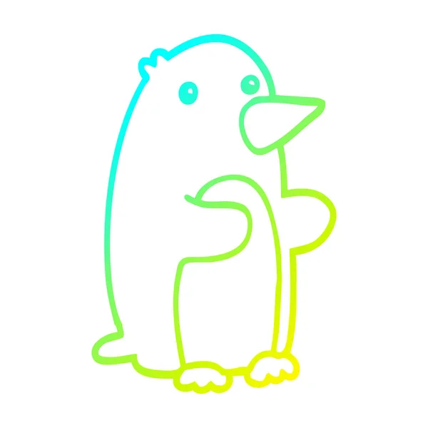 Koude gradiënt lijntekening cartoon Penguin — Stockvector