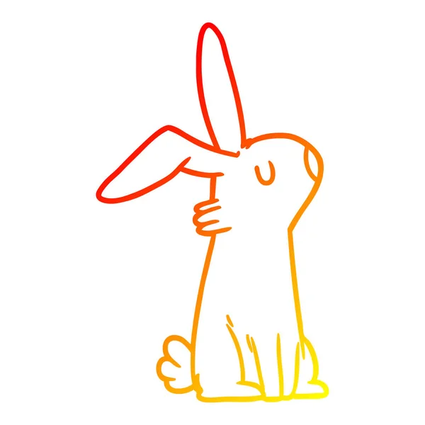 Warm gradient line drawing cartoon rabbit — Stock Vector