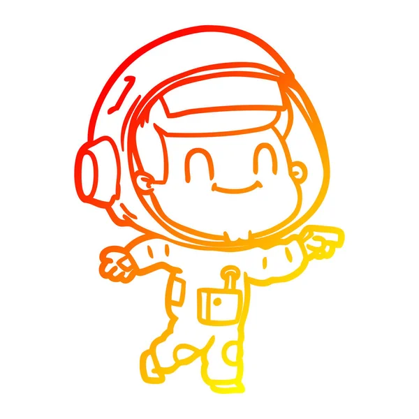 Linha gradiente quente desenho feliz cartoon astronauta homem —  Vetores de Stock