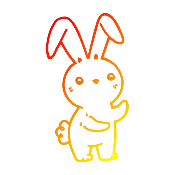따뜻한 그라데이션 라인 그리기 귀여운 만화 토끼 — 스톡 벡터