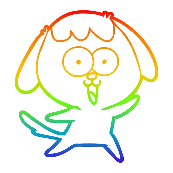 Regenboog gradiënt lijntekening cute cartoon hond — Stockvector