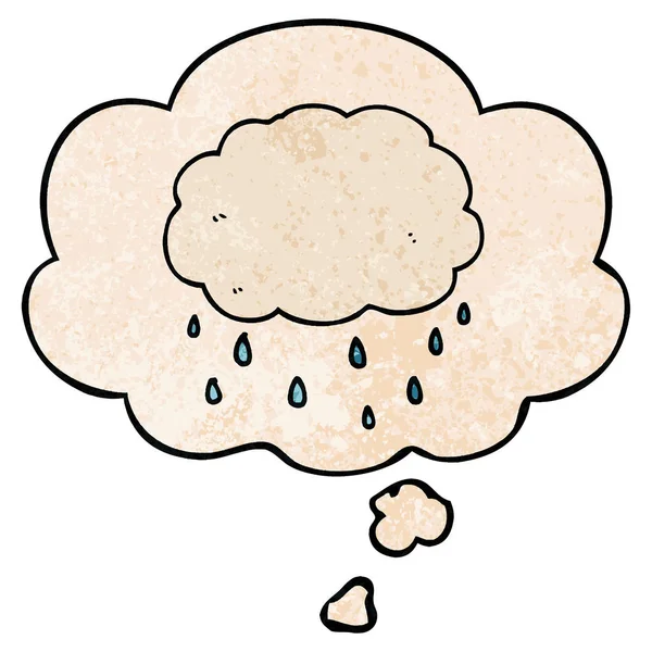 Cartoon-Regenwolke und Gedankenblase im Grunge-Muster — Stockvektor