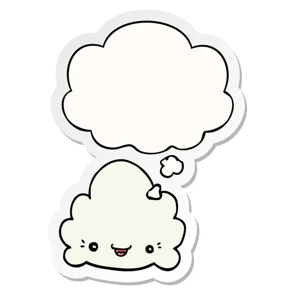 Cartoon wolk en gedachte Bubble als een gedrukte sticker — Stockvector