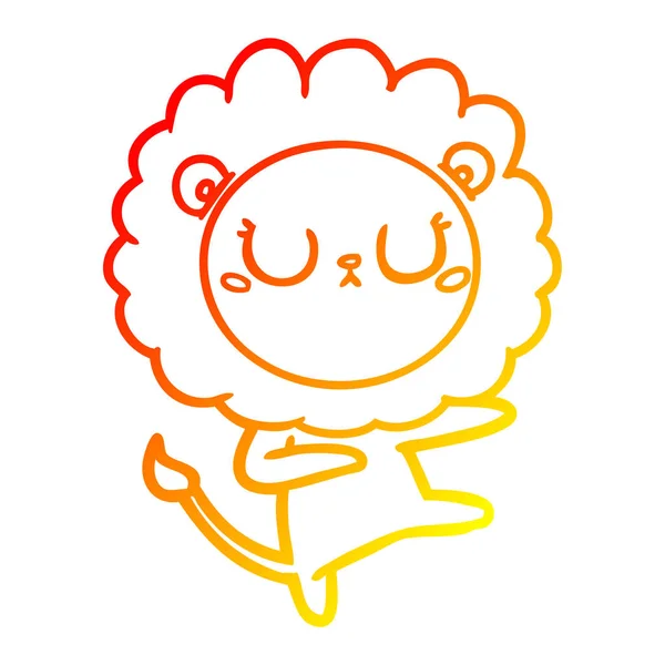 Linea gradiente caldo disegno cartone animato leone danza — Vettoriale Stock
