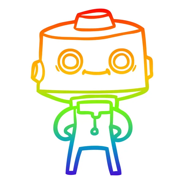 Rainbow gradient line drawing cartoon robot — Stock Vector