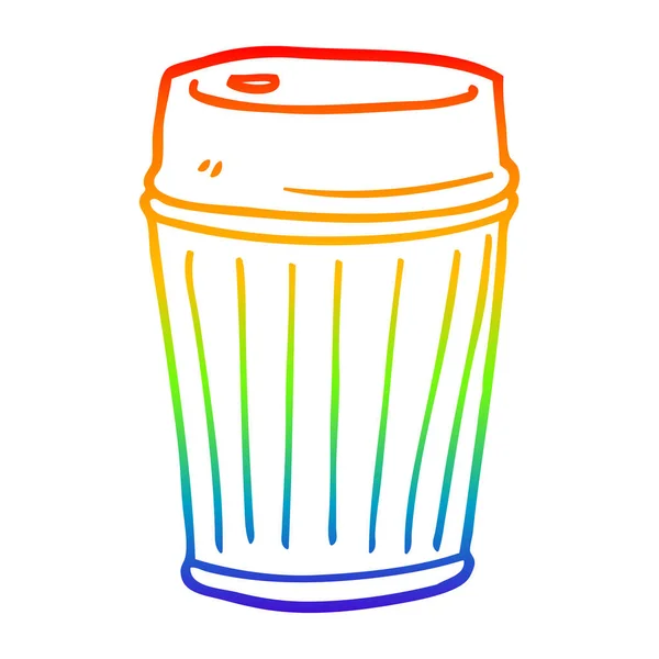Arco-íris linha gradiente desenho desenhos animados tirar café — Vetor de Stock