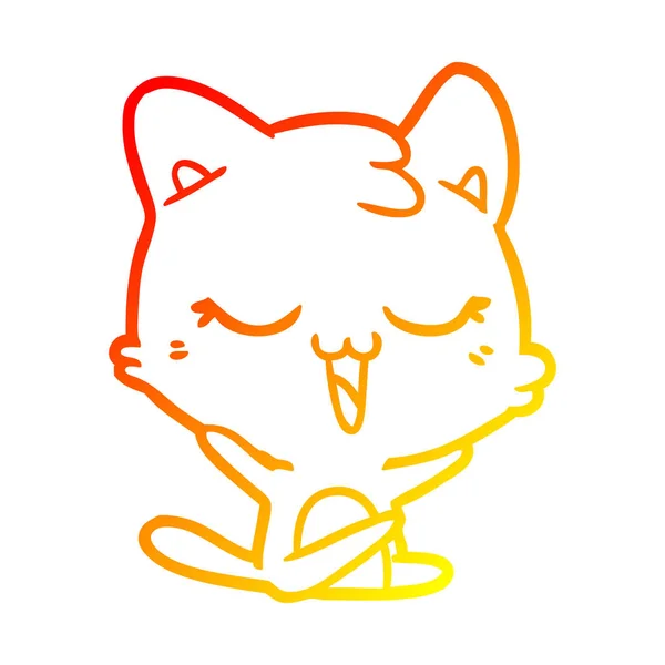 Linha gradiente quente desenho desenho desenho animado gato — Vetor de Stock